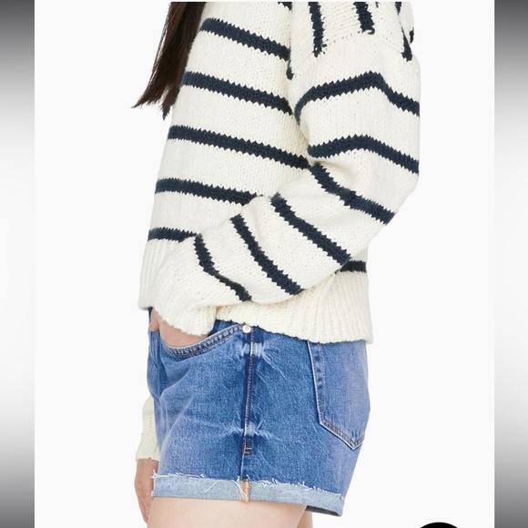 FRAME Denim Designer Blue Le Grand Garcon Cutoff Rolled Hem Jean Shorts size 34 - Picture 4 of 12